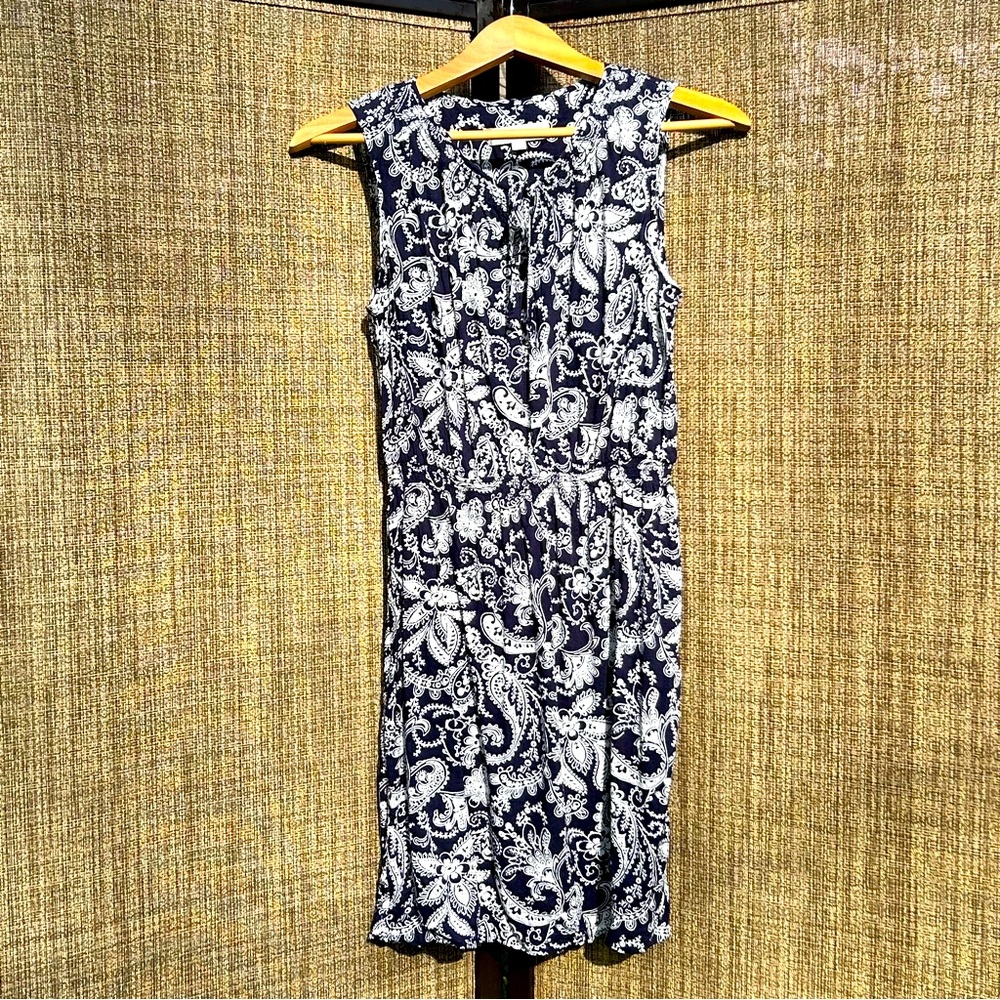Ann Taylor Loft Summer Navy and White Dress